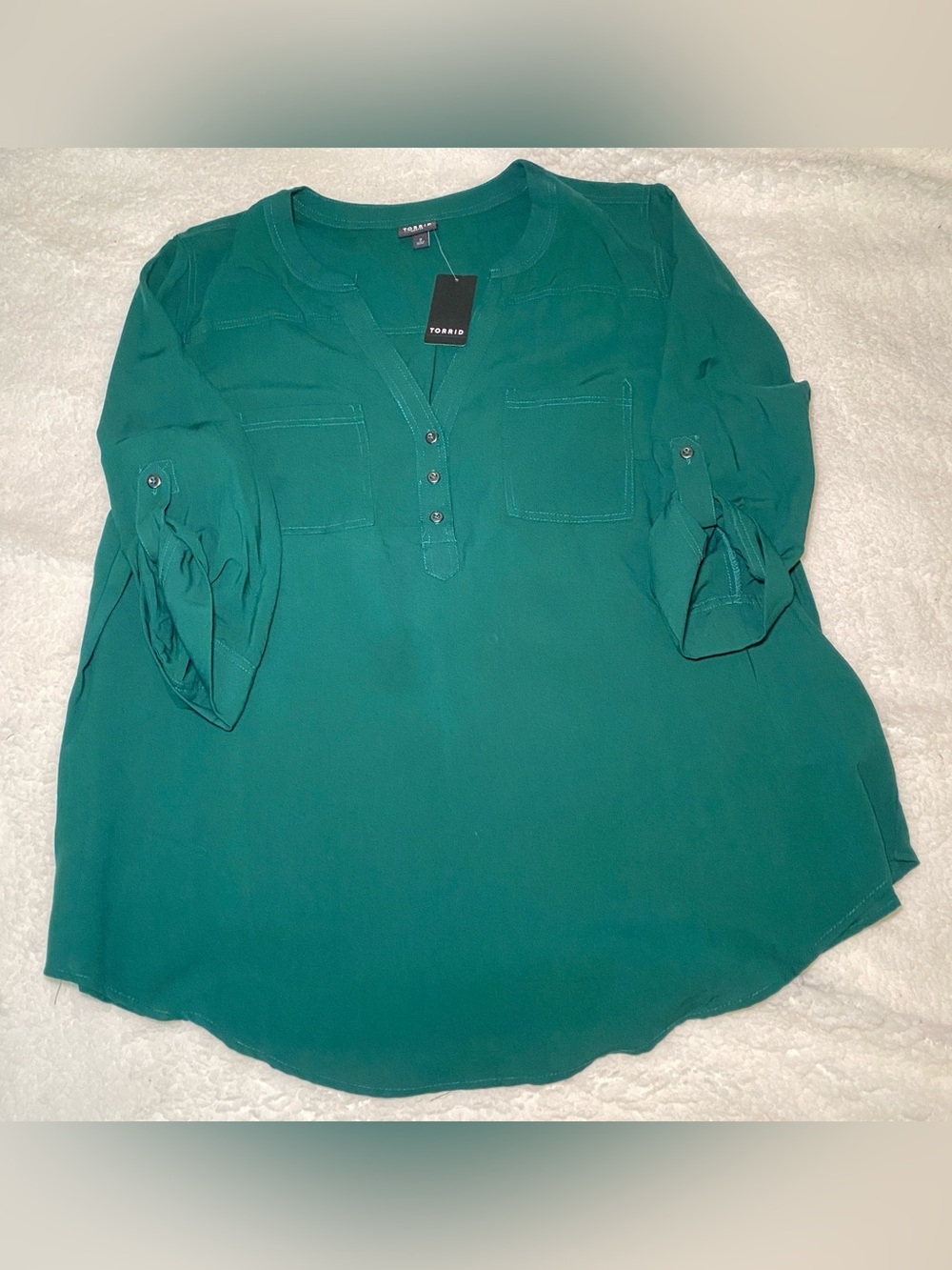 torrid  Green Blouse with Roll sleeves